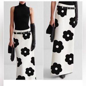 Classic Floral Print Split Hem Maxi Skirt